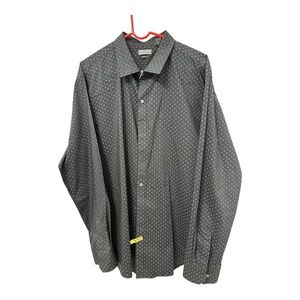 Van Heusen Men's Dress Shirt Slim Fit Flex Collar Black with White Diamonds